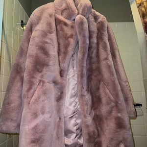 Mauve/Blush Pink Faux Fur Coat